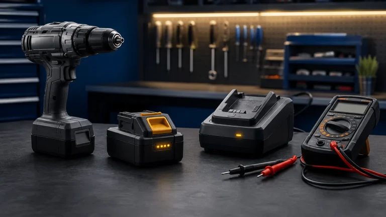 Power tool battery troubleshooting setup