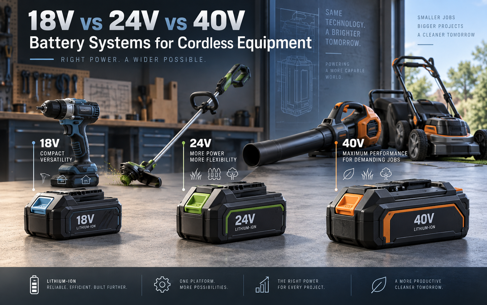 18V vs 24V vs 40V Battery Systems for Cordless Equipment