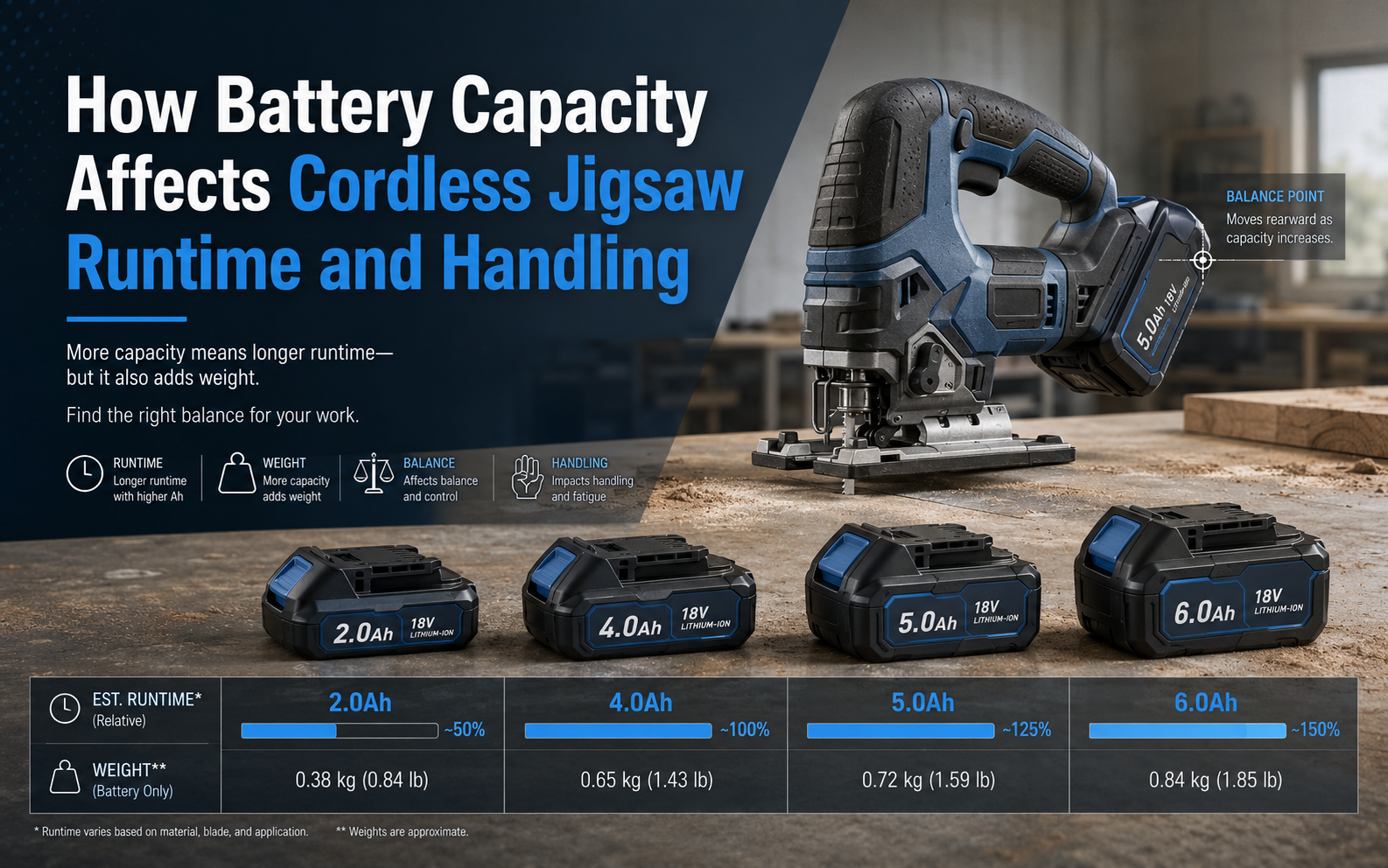 How Battery Capacity Affects Cordless Jigsaw Runtime and Handling